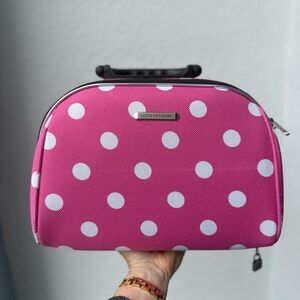 Luca Vergani Makeup Case, Pink Polka Dot Makeup Bag, Mini Suitcase